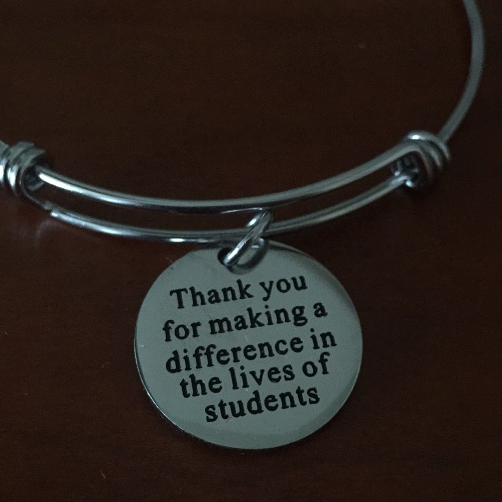 School Teacher Educator Appreciation Thank You Gift Bangle Charm Bracelet Pouch